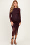 Black Red Print Mesh Maternity Dress