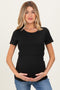 Black Short Sleeve Nursing Maternity T-Shirt Top