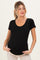Black Short Sleeve Scoop Neck Maternity Knit T-Shirt