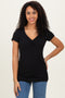 Black Ribbed Sweetheart-Neckline Top