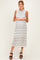Ivory Striped Mesh Sleeveless Maternity Midi Dress