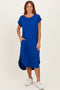 Royal Ribbed Curved Hem Midi Dress