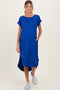 Royal Ribbed Curved Hem Maternity Midi Dress