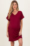 Cabernet Brushed Rolled Short Sleeve V-Neck Maternity Dress