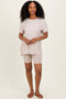 Sand Beige Hi-Low Short Sleeve Tee Biker Short Set