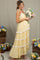 Yellow Lace Trim Tiered Maternity Maxi Dress