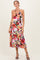 Black Floral Crisscross Back Maternity Midi Dress