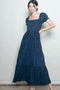 Midnight Embroidered Eyelet Lace Maxi Dress