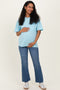 Light Blue Vintage Wash Raw Edge Pocket Maternity T-Shirt