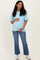 Light Blue Vintage Wash Raw Edge Pocket Maternity T-Shirt