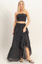 Black Smocked Tube Top Tiered Skirt Set
