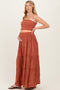Rust Smocked Tube Top Tiered Skirt Maternity Set