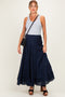 Navy Tiered Maternity Maxi Skirt