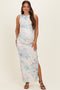 Ivory Floral Ruched Sleeveless Maternity Maxi Dress
