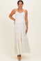 Ivory Textured Tiered Lace Trim Maternity Maxi Dress