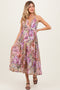 Tan Floral Open Back Maternity Midi Dress