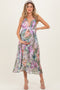 Sage Floral Open Back Maternity Midi Dress
