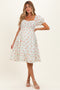Off White Floral Sweetheart Neck Smocked Maternity Midi Dress
