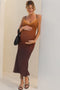 Ombre Brown Mesh Draped Neck Maternity Maxi Dress