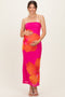 Fuchsia Floral Strapless Maternity Maxi Dress