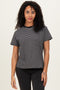 Black/White Short Sleeve Round Neck Stripe Tee