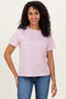 Pink/White Short Sleeve Round Neck Stripe Tee