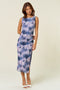 Blue Sleeveless Mesh Dress