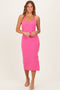 Candy Pink Open Back Bodycon Dress