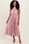 Light PinkFloral Pleated Halter Midi Dress