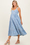 Light Blue Vintage Floral Smocked Maternity Midi Dress