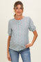 Taupe Ribbed Ditsy Floral Puff Sleeve Maternity Top