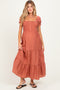 Mauve Tiny Floral Smocked Puff Sleeve Maternity Maxi Dress