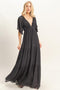 Black Flutter Sleeve Maxi Dress