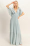 Light Blue Flutter Sleeve Maxi Dress