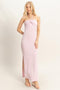 Lavender Halter Neck Twist Bust Midi Dress