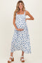 Ivory Smocked Bodice Tie Straps Floral Print Maternity Maxi Dress
