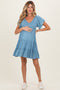 Blue V Neck Smocked Bust Short Sleeve Short MaternityDress