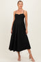 Black Linen Sleeveless Tie Back Flared Maternity Midi Dress