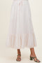 Ivory Print Lace Trim Maternity Midi Skirt