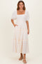Pink Soft Floral Smocked Maxi Dress
