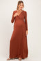 Rust Long Sleeve Maternity Nursing Maxi Dress