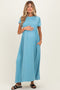 Capri Blue Ruffle Trim Maternity Maxi Dress