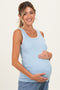 Sky Blue Stitch Detail Maternity Sleeveless Top