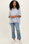 Blue Striped Boxy Button Down Top