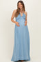 Light Blue Pleated V-Neck Maternity Maxi Dress