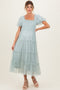 Sage Tulle Puff Sleeve Smocked Maternity Midi Dress