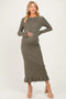 Olive Ribbed Knit Bow Back Maternity Maxi Dress