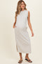 Light Heather Grey Sleeveless Side Slit Maternity Midi Dress