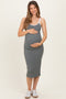 Olive Contrast Double Strap Maternity Midi Dress