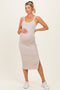 Beige Contrast Double Strap Maternity Midi Dress